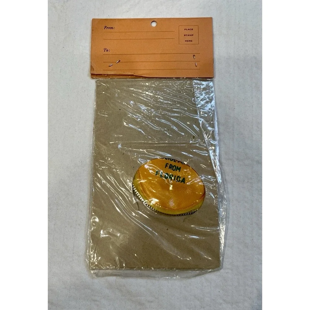 Vintage Florida Orange Coin,Pouch ,Purse Souvenir Googly Eyes Hong Kong